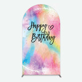 Aperturee Aperturee Rainbow Colorful Feather Happy Birthday Arch Backdrop